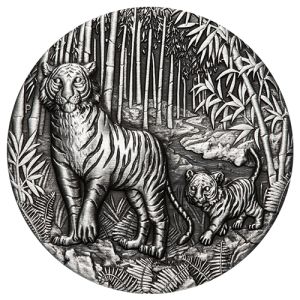 2 oz Silbermünze Tiger Antik 2022, Lunar Serie III