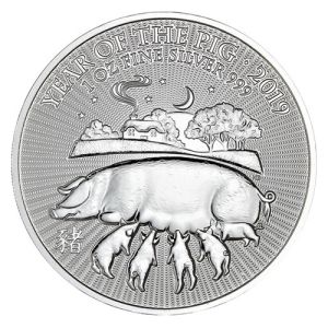 1 oz Silbermünze UK Lunar Schwein 2019 